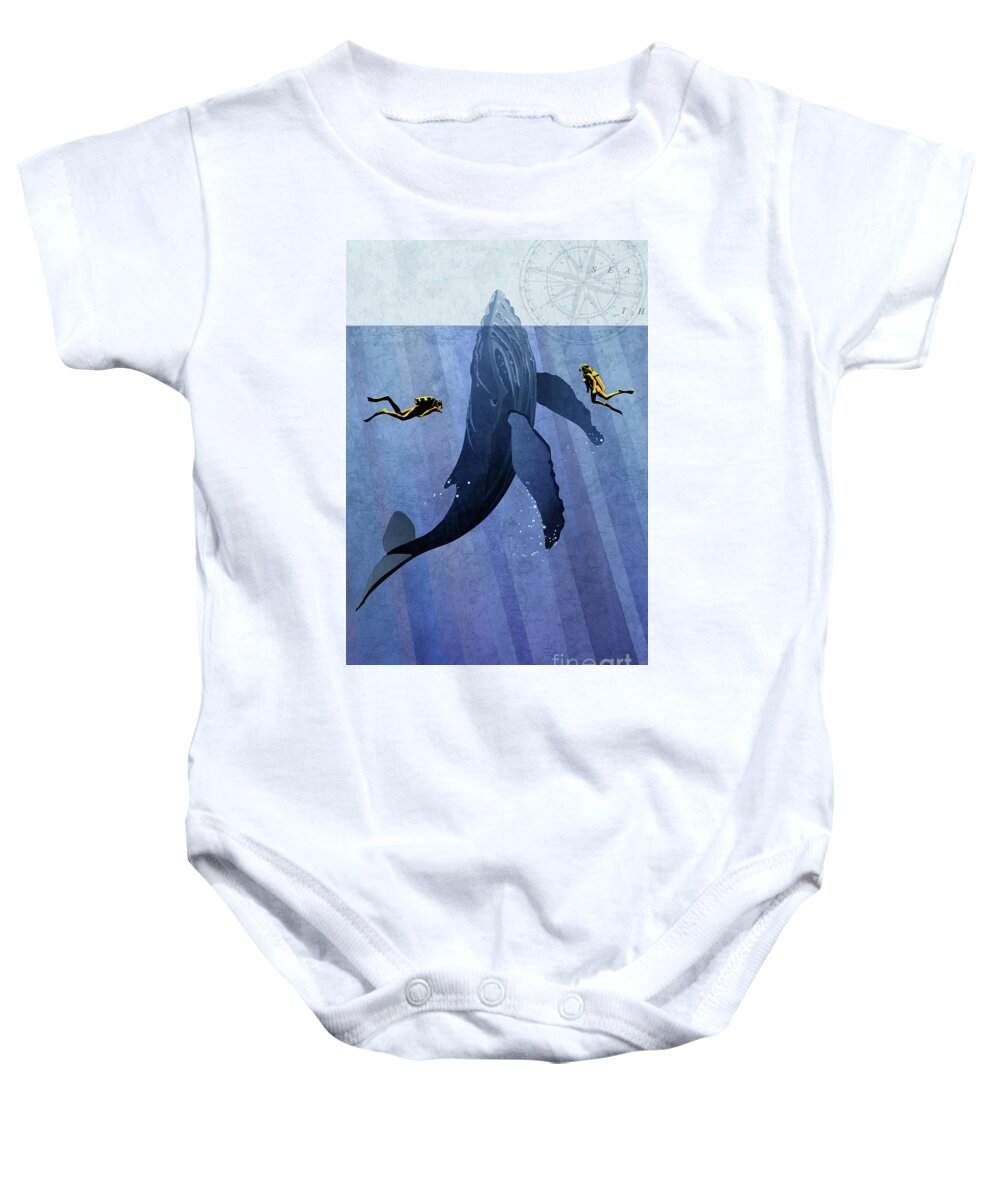 Sassan Filsoof Baby Onesie featuring the painting Whale Dive by Sassan Filsoof