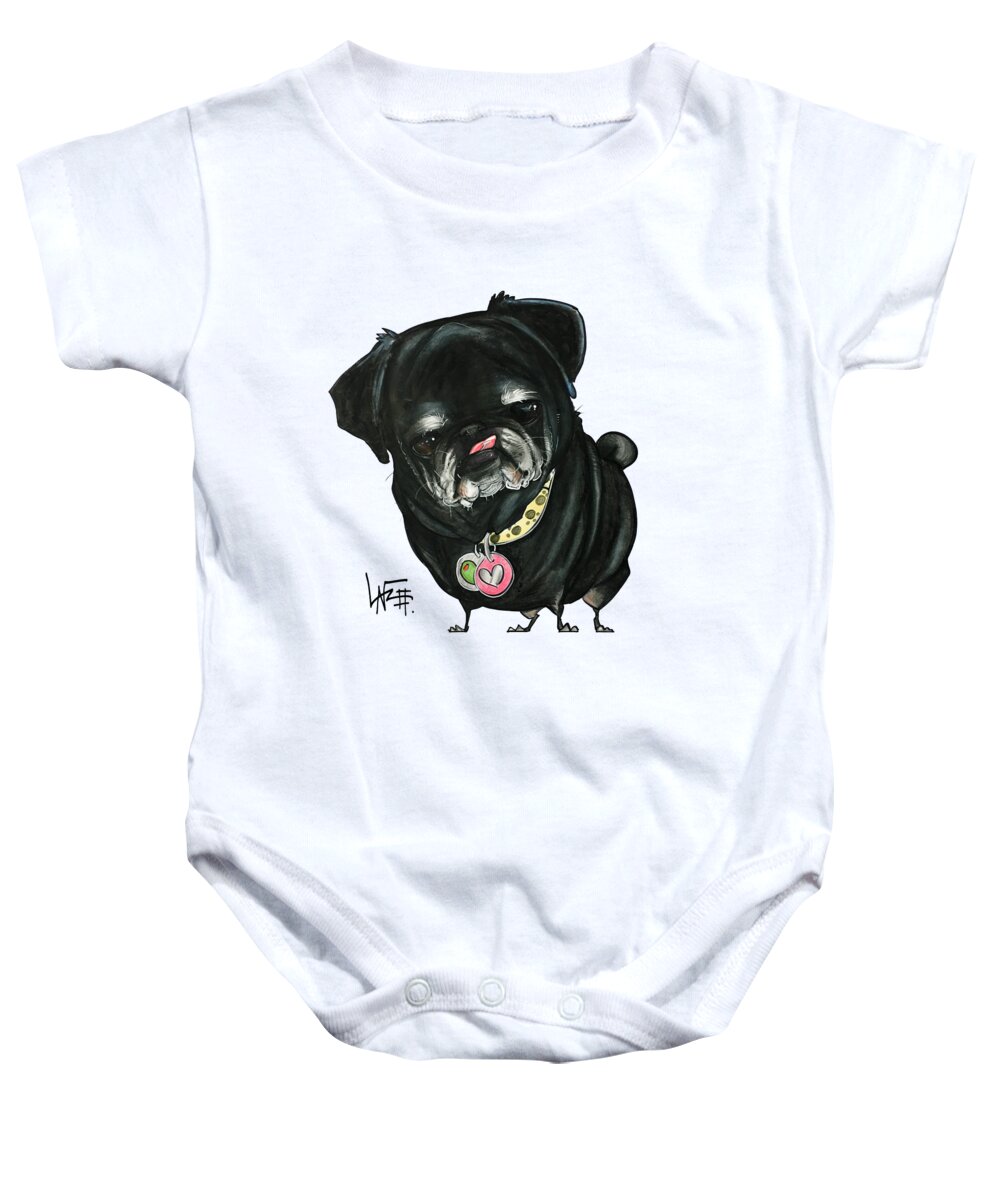 Pet Portrait Baby Onesie featuring the drawing Wharton 3366 by Canine Caricatures By John LaFree