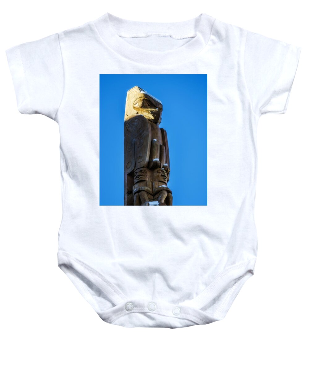 Native American Baby Onesie featuring the photograph Whistler Totem Pole by Pelo Blanco Photo