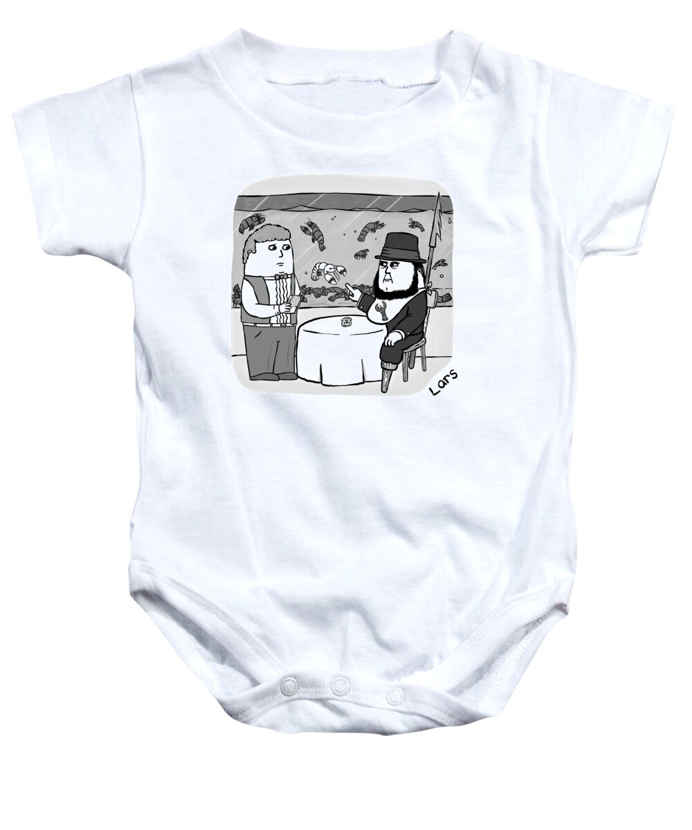 Captain Ahab Baby Onesie featuring the drawing White Lobster by Lars Kenseth