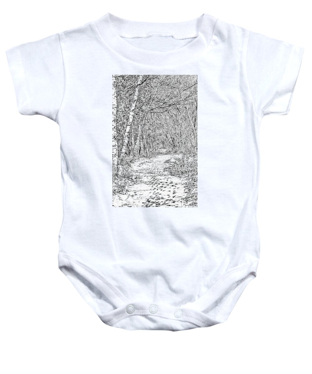 White Baby Onesie featuring the photograph White path BW #g0 by Leif Sohlman