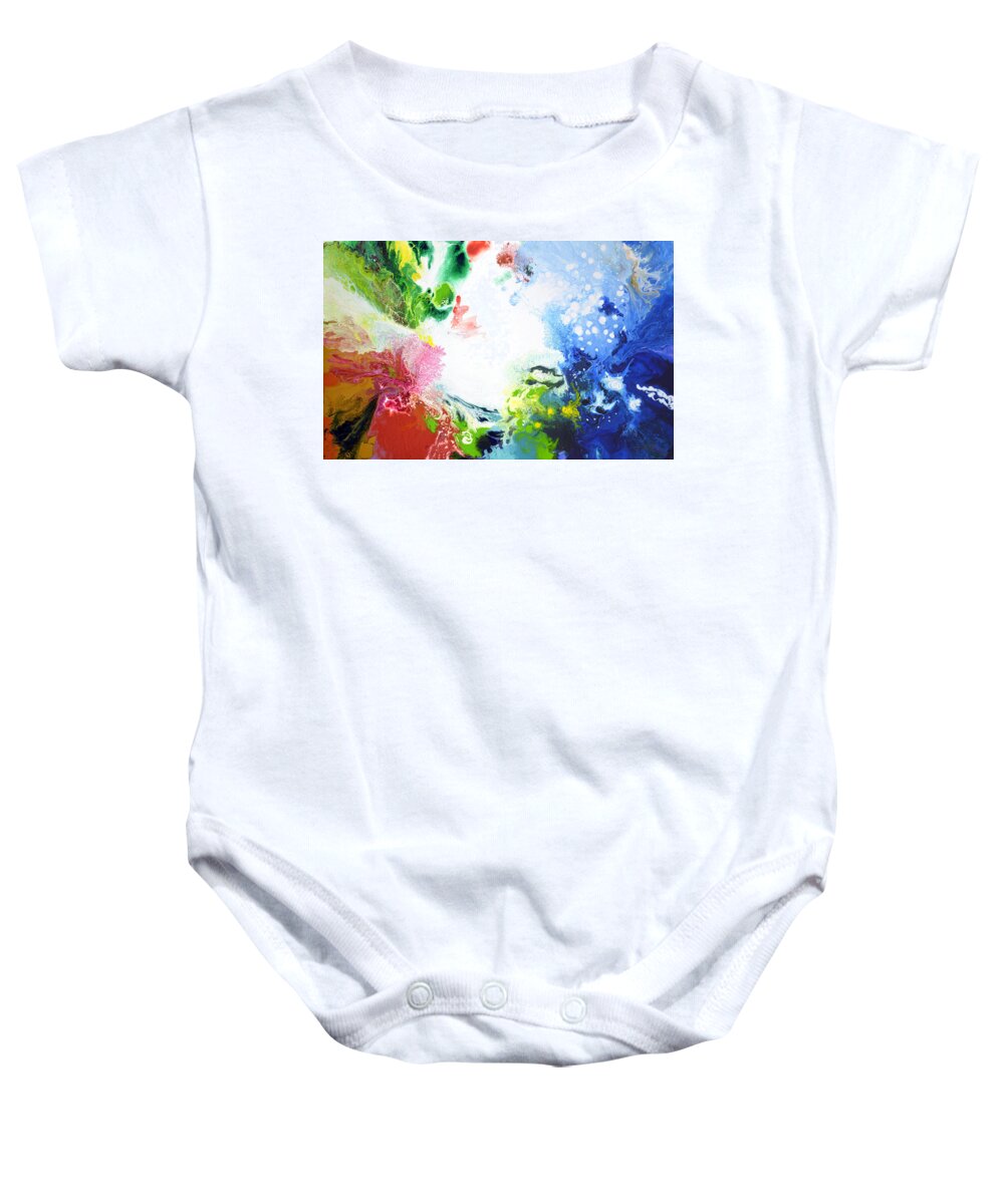 Abstract Baby Onesie featuring the painting Wide Open by Sally Trace
