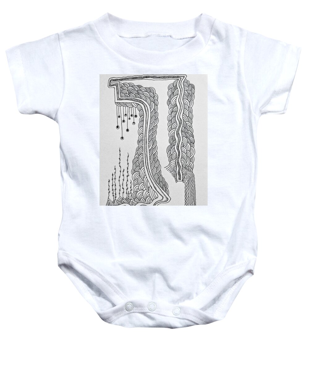 Abstract Baby Onesie featuring the drawing Winding by Fei A