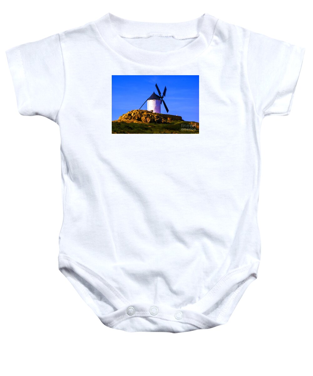 Spain Windmills Long Ago Types Baby Onesie featuring the photograph Windmill Alone by Rick Bragan