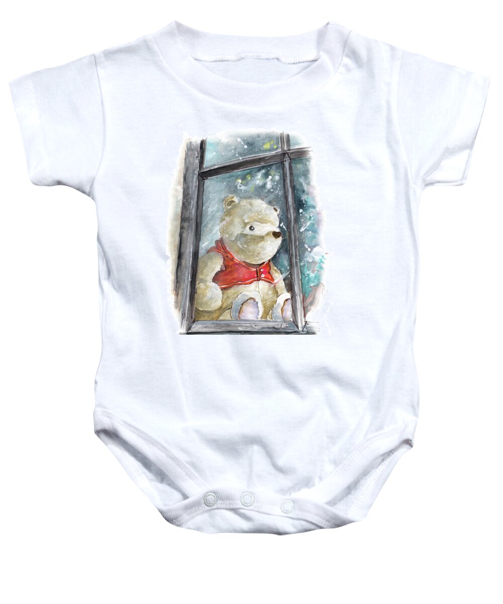 Travel Baby Onesie featuring the painting Winnie The Pooh In Fowey by Miki De Goodaboom