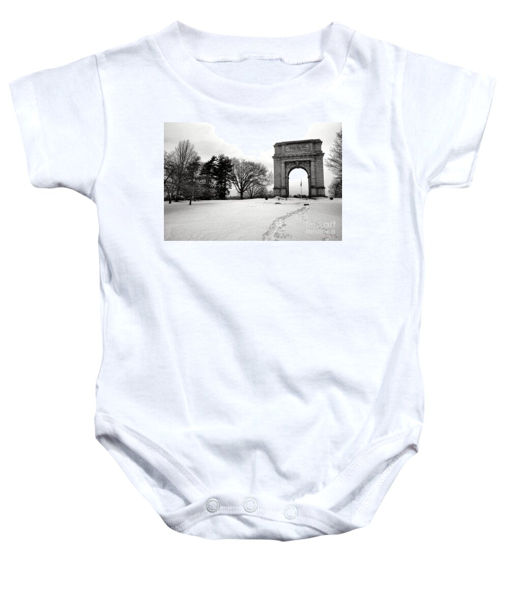 Valley Baby Onesie featuring the photograph Winter Path to Glory by Olivier Le Queinec