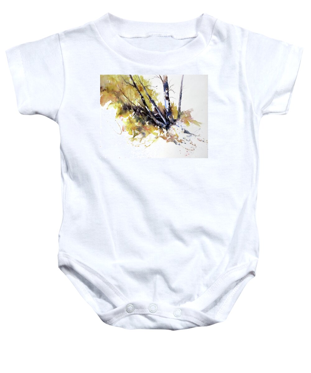 Landscape Baby Onesie featuring the painting With A Lean To The Left by Rae Andrews