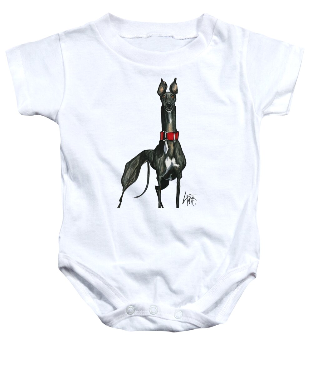Greyhound Baby Onesie featuring the drawing Woerner 3596 by Canine Caricatures By John LaFree