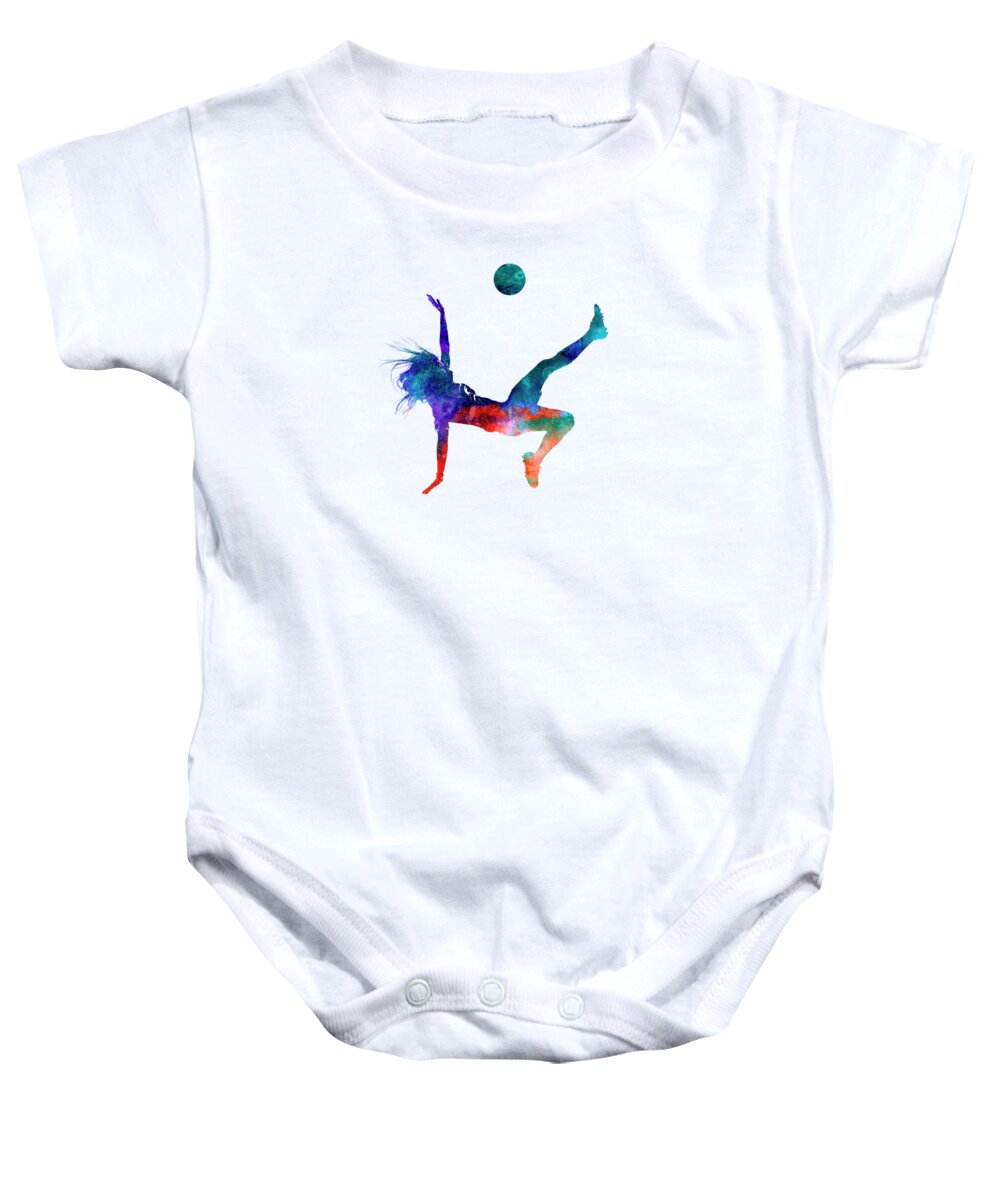 Soccer Baby Onesie featuring the painting Woman soccer player 08 in watercolor by Pablo Romero
