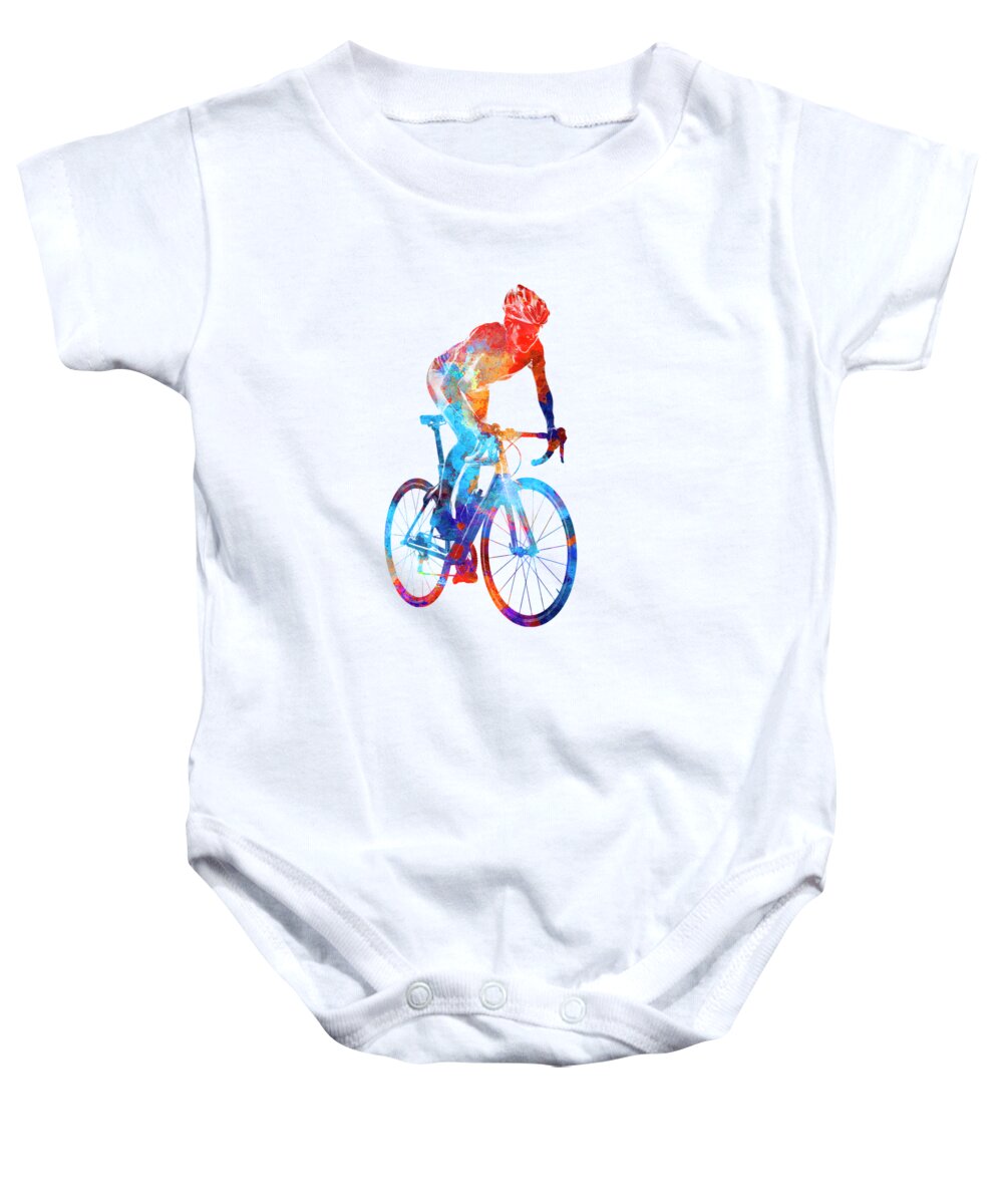 Cycling Baby Onesie featuring the painting Woman triathlon cycling 06 by Pablo Romero