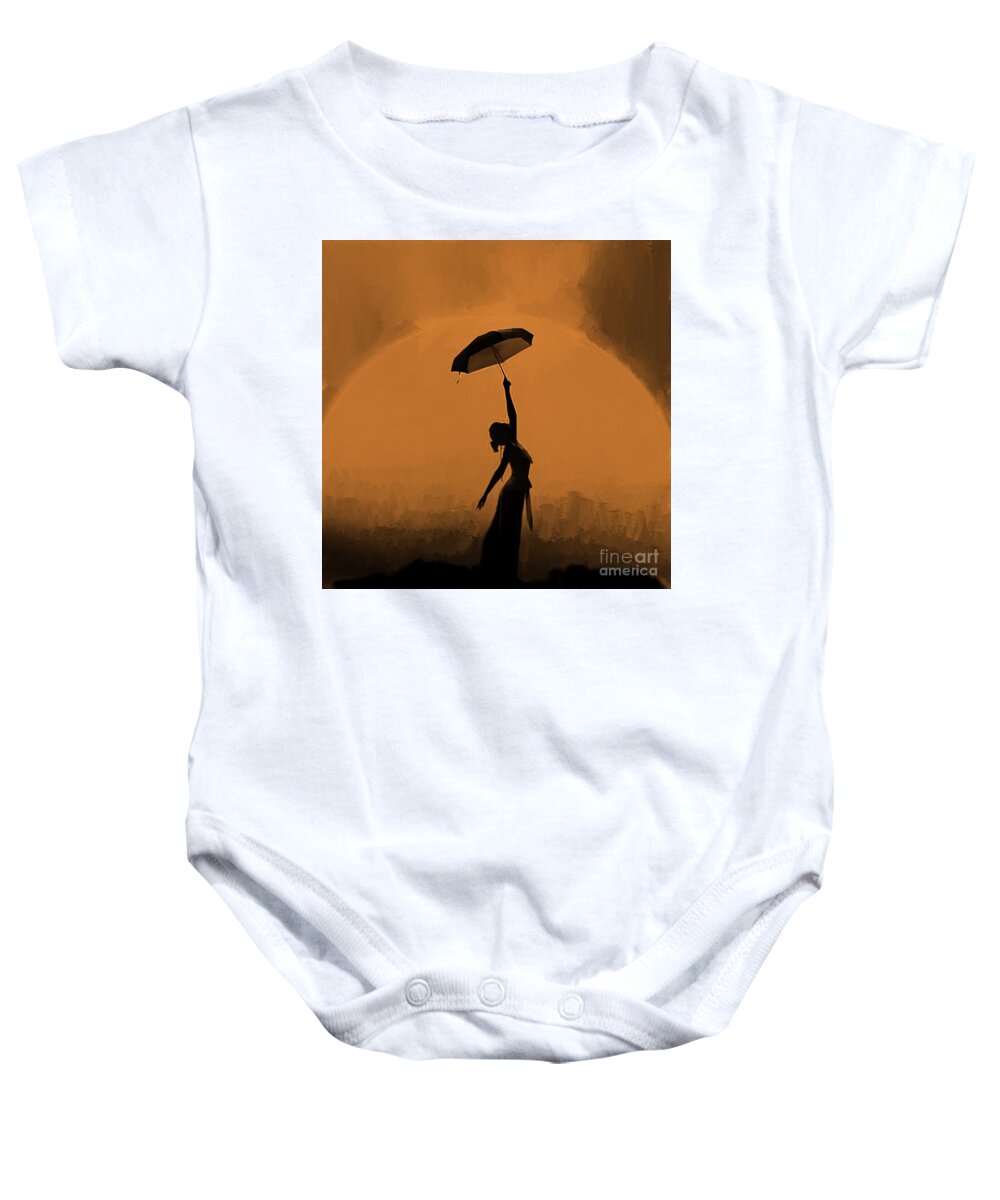 Dance Baby Onesie featuring the painting Woman Under Umbrella 01 by Gull G