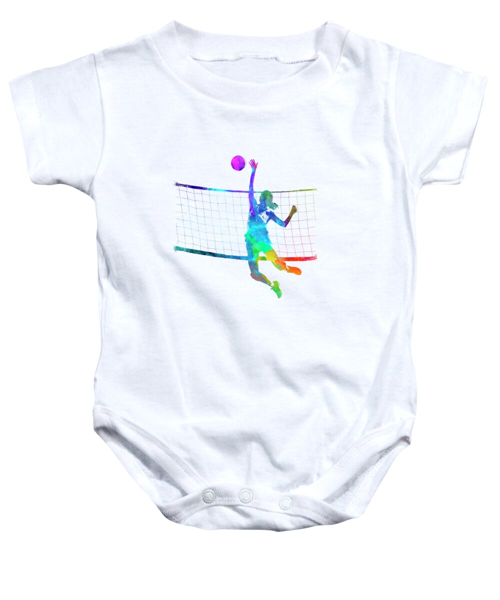 Isolated Baby Onesie featuring the painting Woman volleyball player in watercolor by Pablo Romero