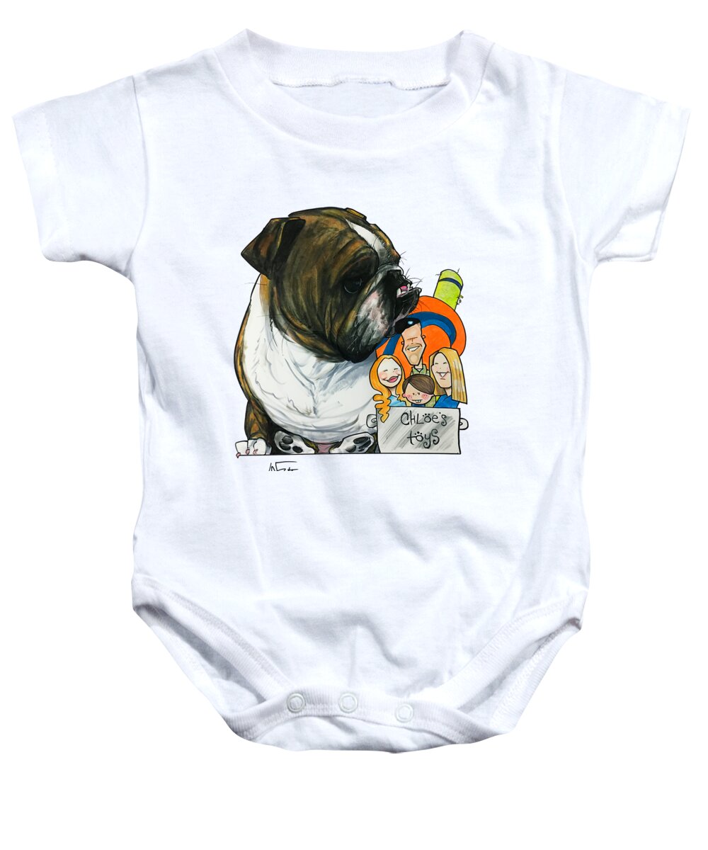 Pet Portrait Baby Onesie featuring the drawing Woody 3393 by Canine Caricatures By John LaFree
