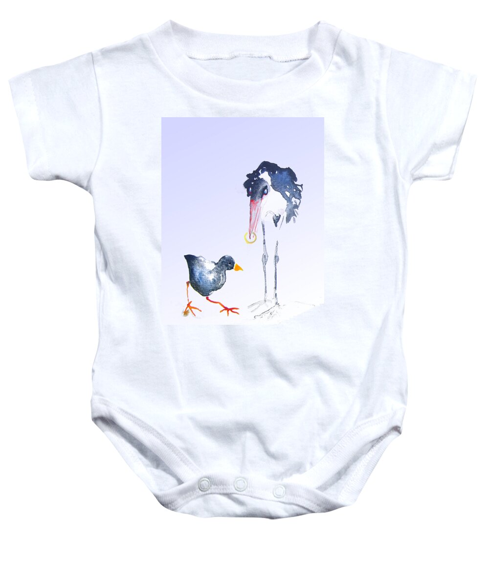 Fun Baby Onesie featuring the painting Would You Marry Me by Miki De Goodaboom