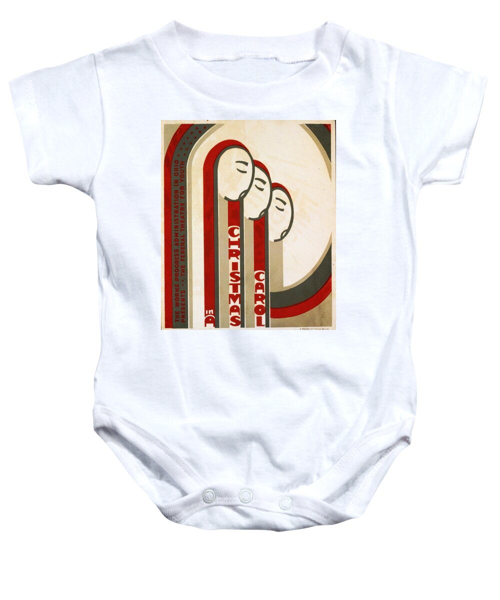 Wpa Posters Baby Onesie featuring the digital art WPA Poster Christmas by David Lane