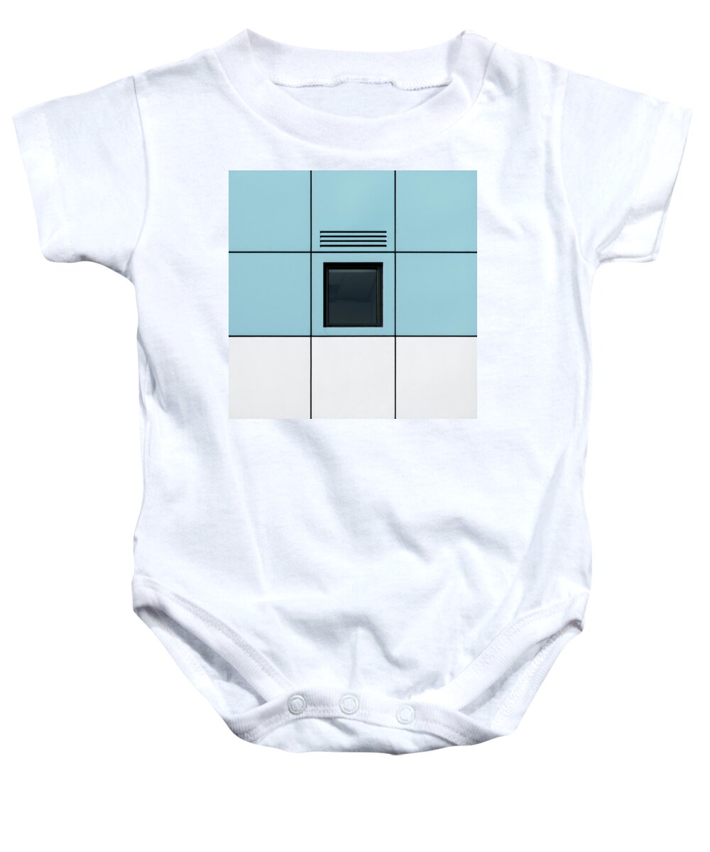 Urban Baby Onesie featuring the photograph Square - Yorkshire Windows 3 by Stuart Allen