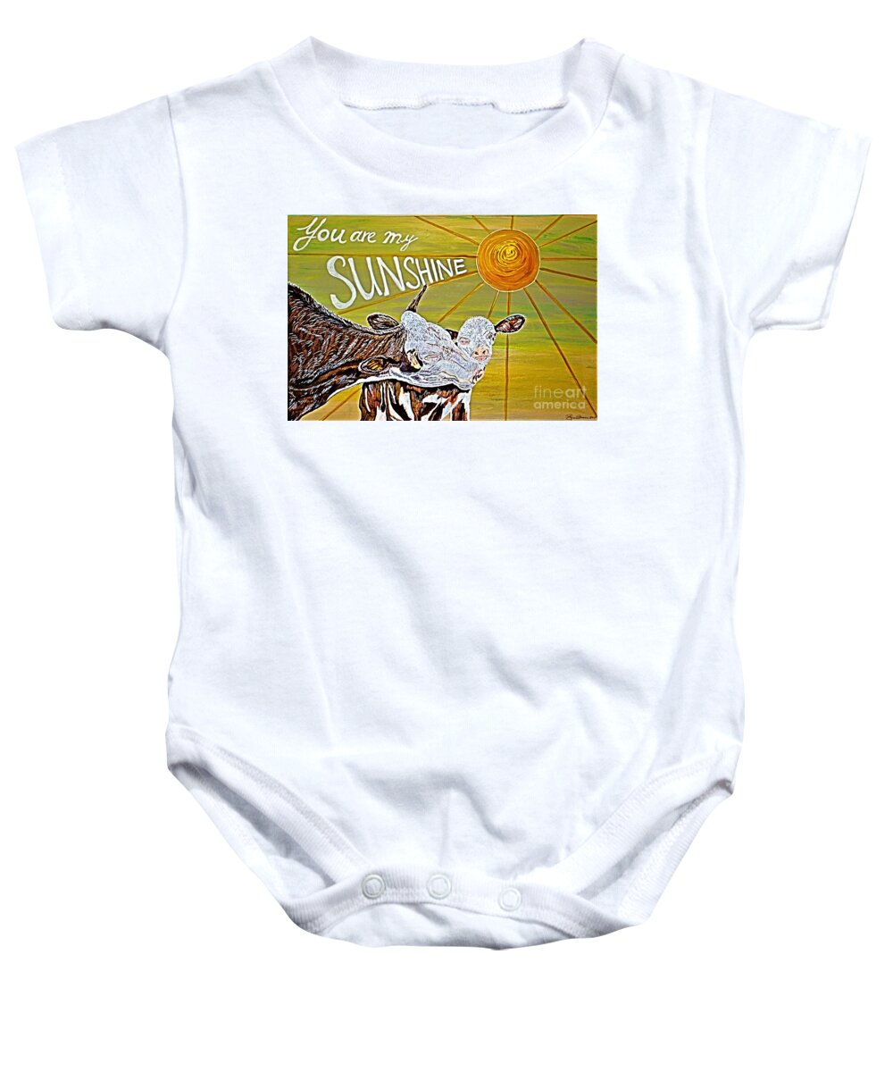 Painting Baby Onesie featuring the painting You are my Sunshine by Barbara Donovan