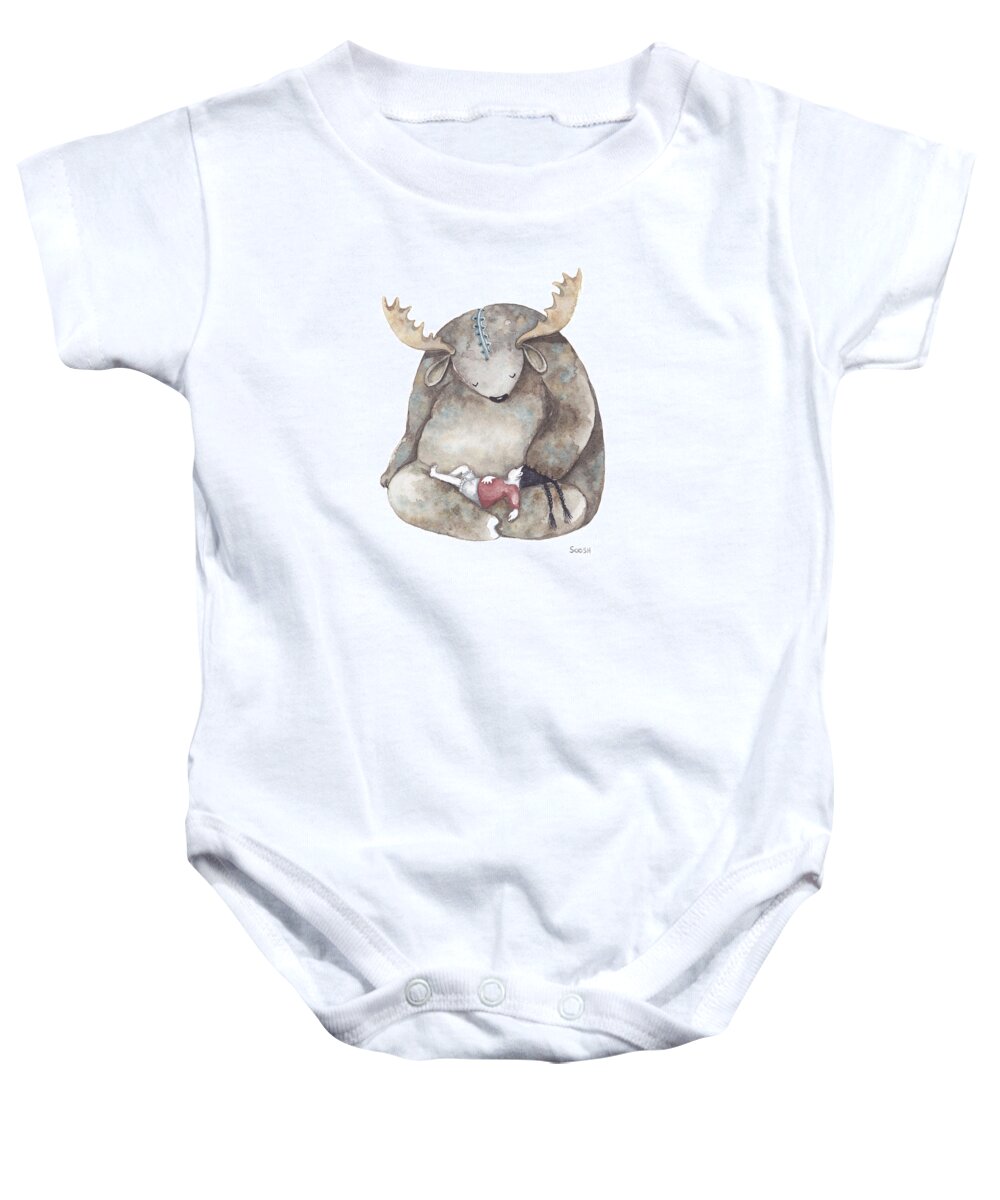 Art Baby Onesie featuring the painting Your dreams are safe with me by Soosh 