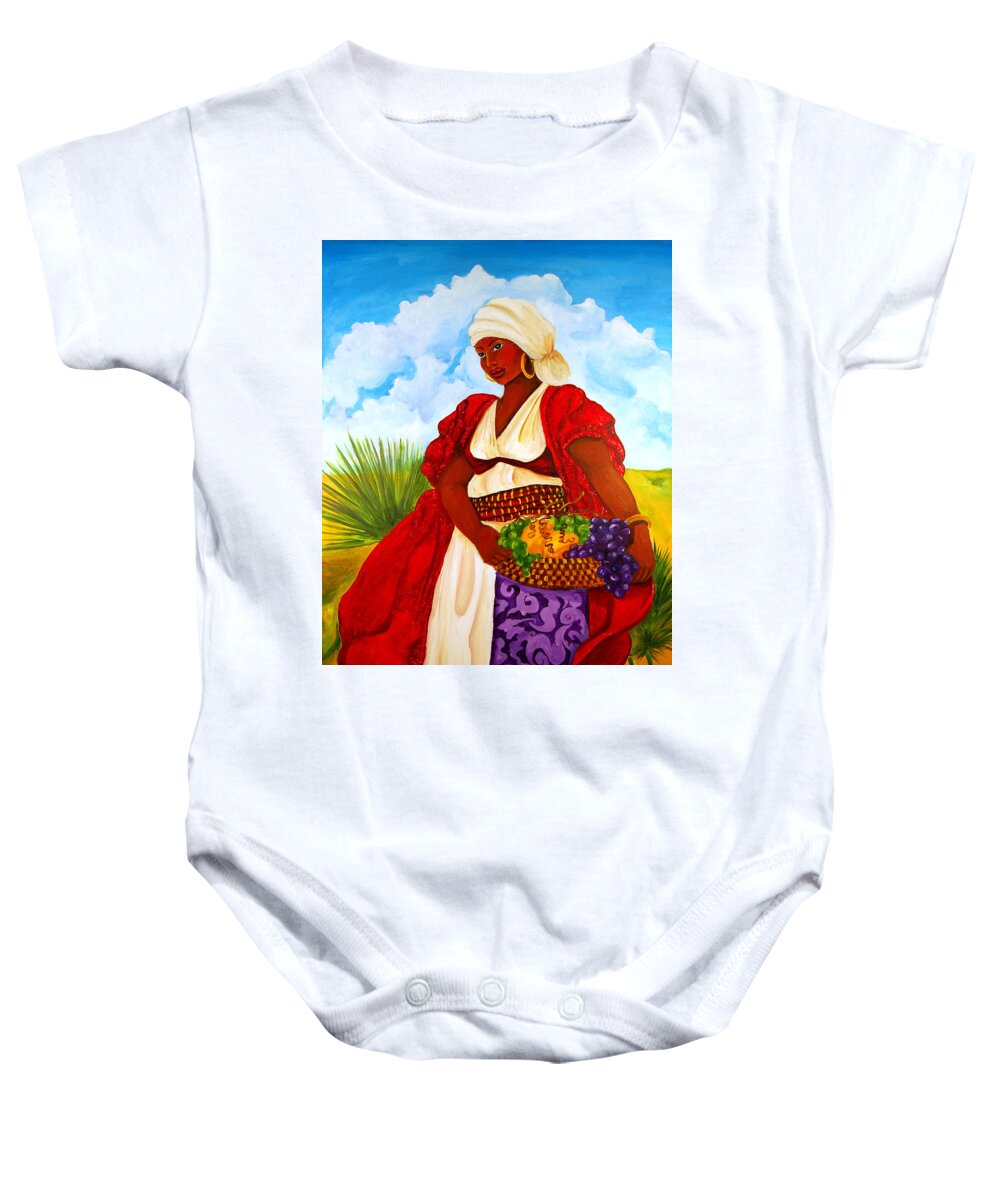 Gullah Baby Onesie featuring the painting Zipporah by Diane Britton Dunham