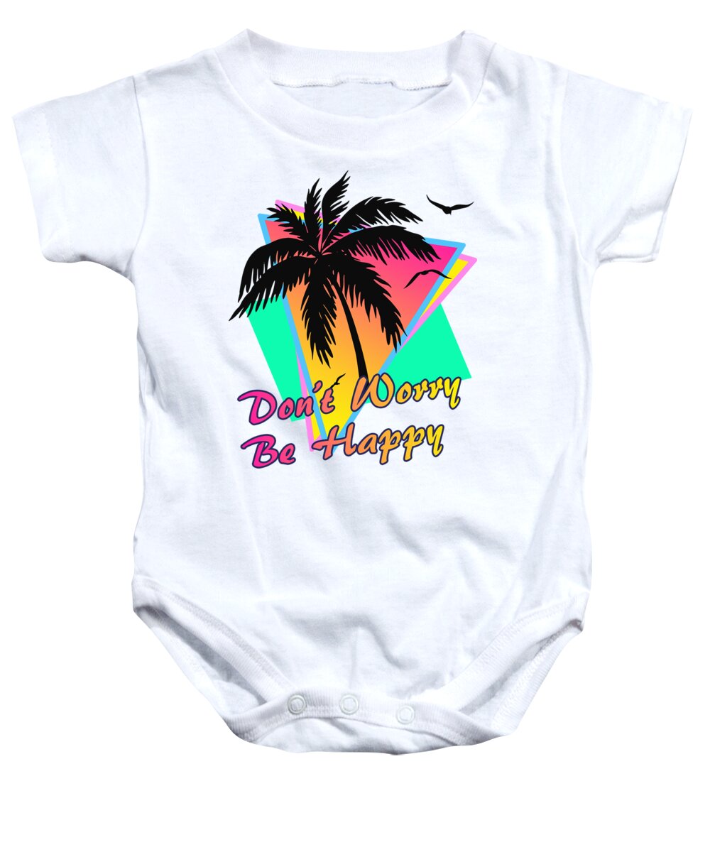 Sunset Baby Onesie featuring the digital art Don't Worry Be Happy by Megan Miller