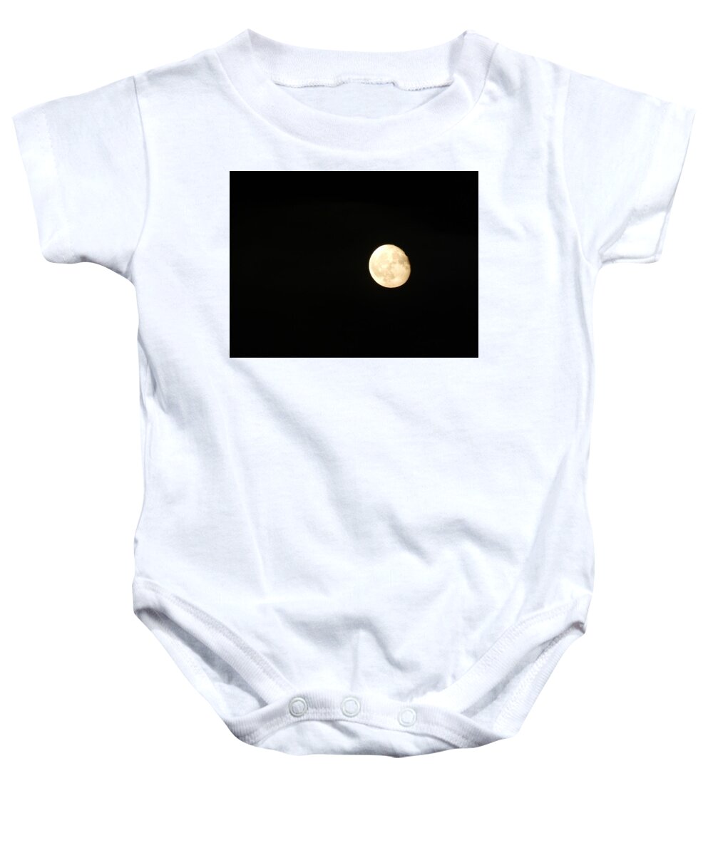 Moon Baby Onesie featuring the photograph Full moon at night in the city shining bright #1 by Oleg Prokopenko