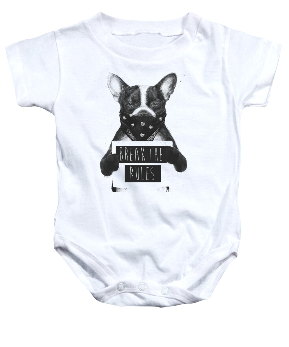 #faaAdWordsBest Baby Onesie featuring the mixed media Rebel dog II by Balazs Solti