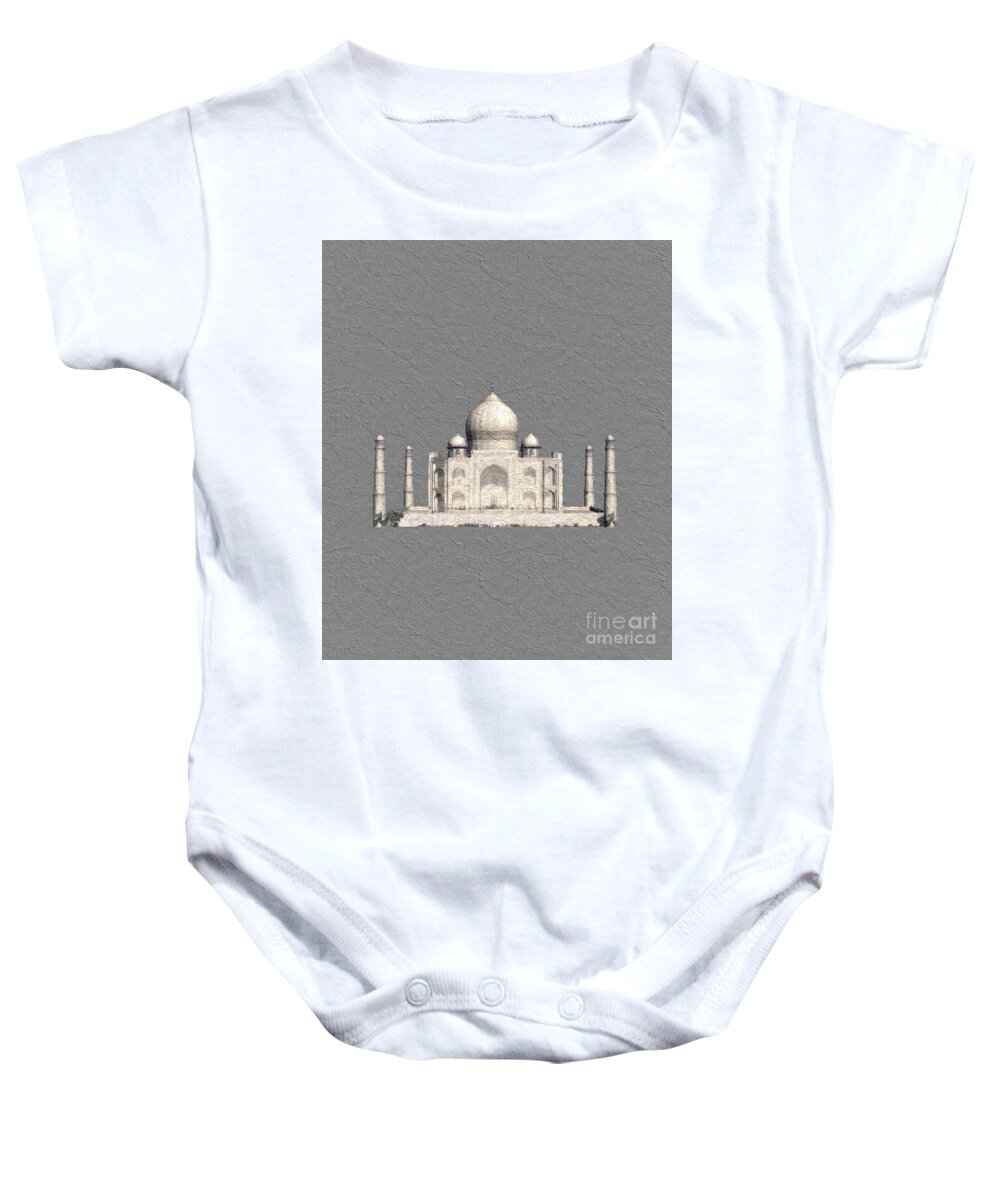 Taj Baby Onesie featuring the painting Taj Mahal, India #2 by Esoterica Art Agency