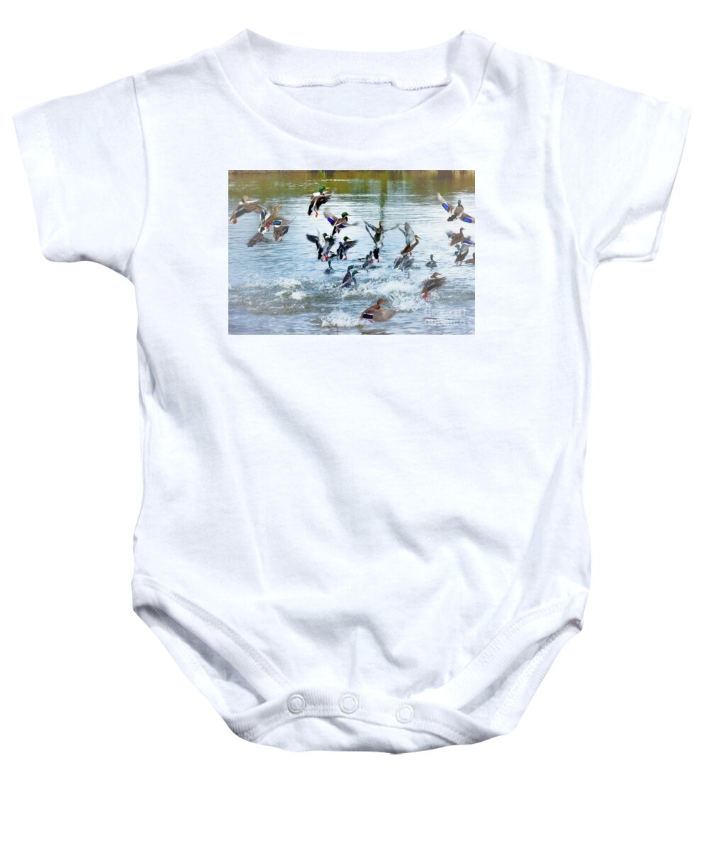 Mallard Baby Onesie featuring the photograph Up, Up, Away #1 by Scott Cameron