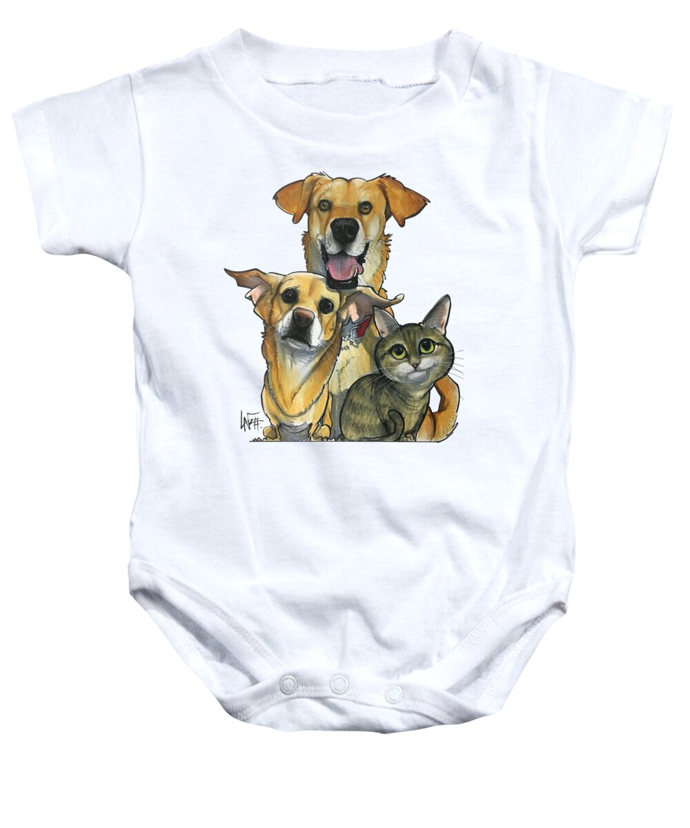 Kelleher Baby Onesie featuring the drawing 5207 Kelleher by Canine Caricatures By John LaFree