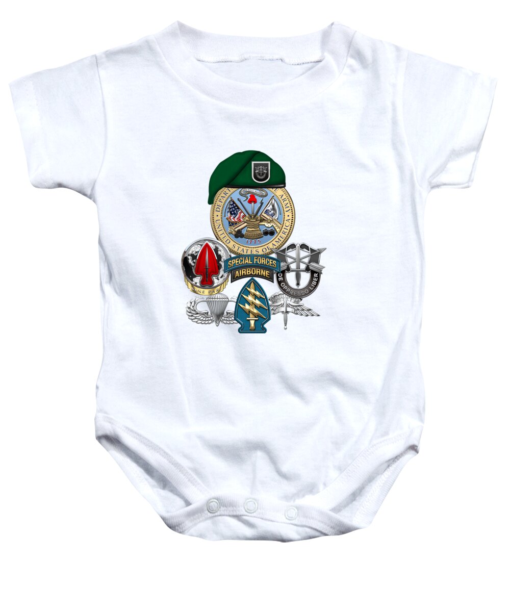 ‘u.s. Army Special Forces’ Collection By Serge Averbukh Baby Onesie featuring the digital art 5th Special Forces Group - Green Berets Special Edition by Serge Averbukh