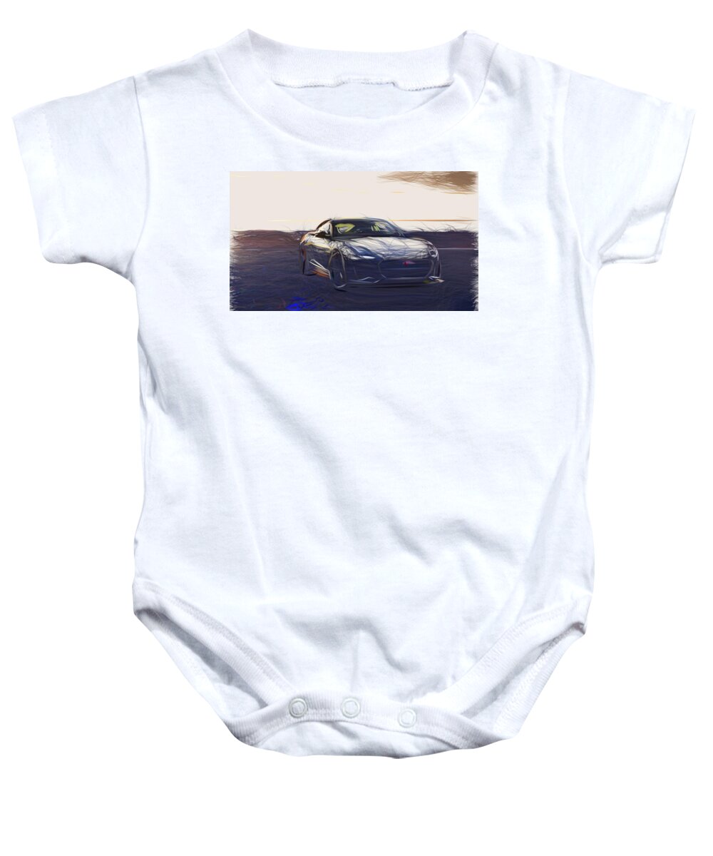 Jaguar Baby Onesie featuring the digital art Jaguar F Type Drawing #10 by CarsToon Concept
