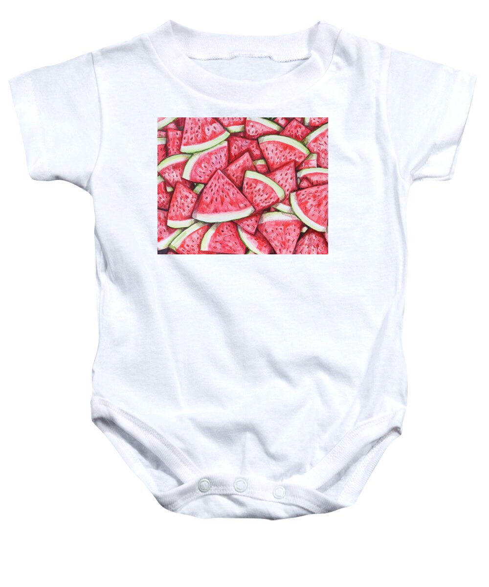  Pink Baby Onesie featuring the painting A Fresh Summer 2 by Shana Rowe Jackson