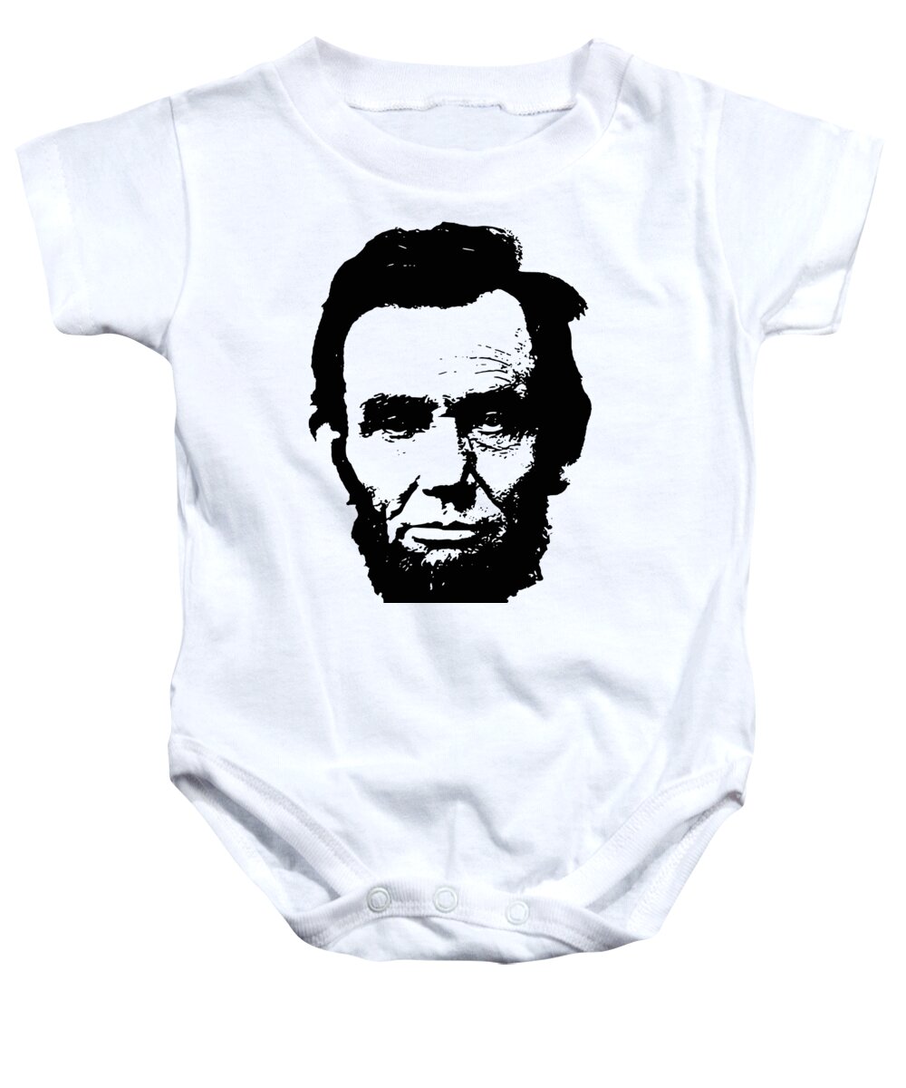Abraham Lincoln Baby Onesie featuring the digital art Abraham Lincoln Minimalistic Pop Art by Megan Miller