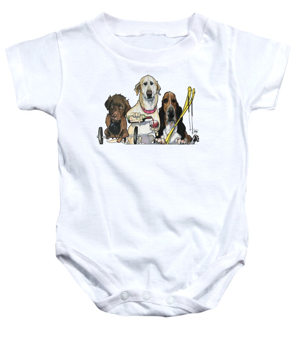 Aidman Baby Onesie featuring the drawing Aidman 4830 by Canine Caricatures By John LaFree