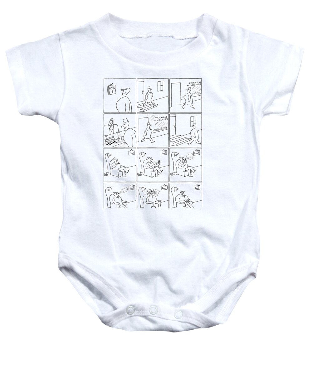 106926 Oso Otto Soglow Baby Onesie featuring the drawing April Fools Day by Otto Soglow