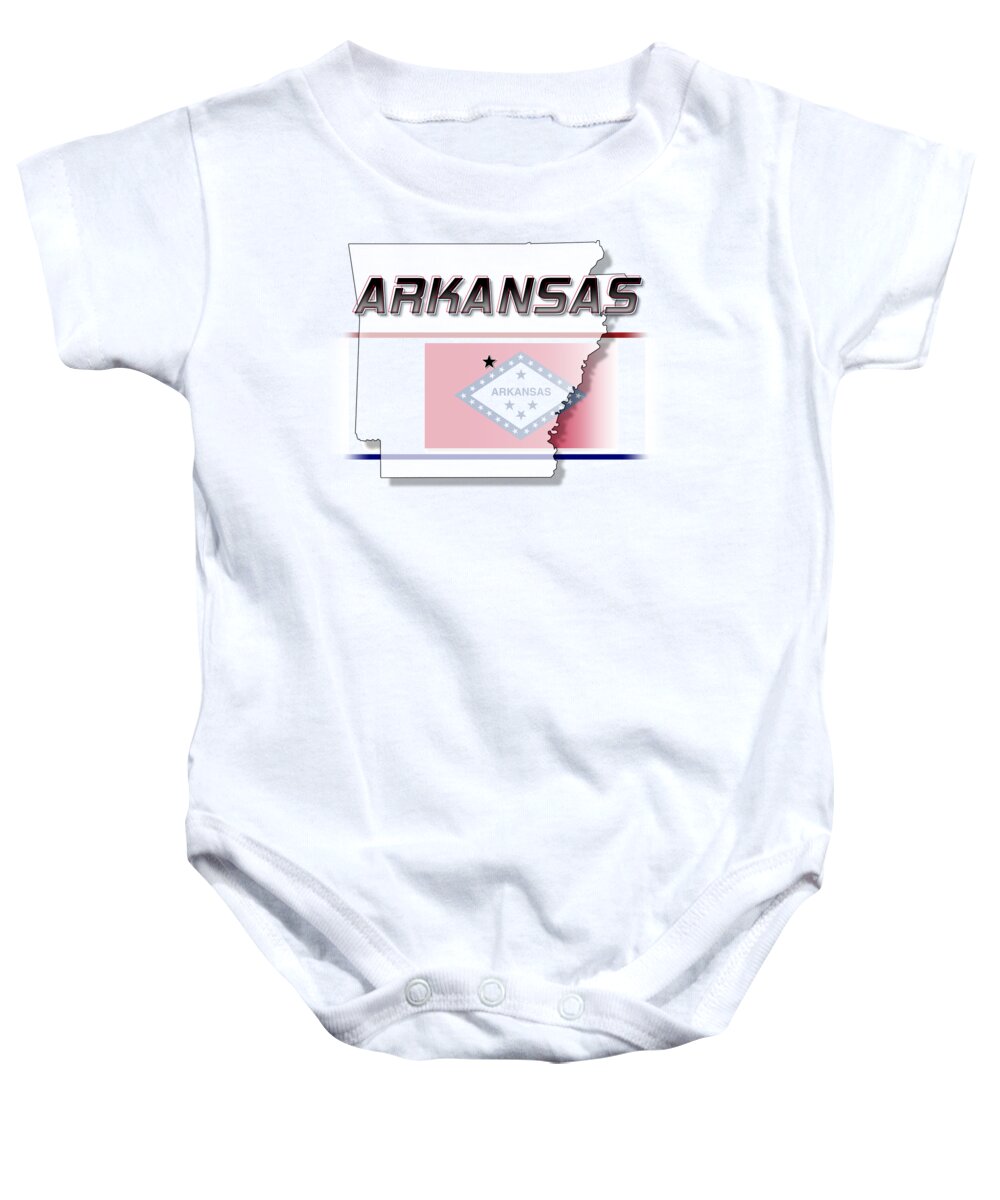 Arkansas Baby Onesie featuring the digital art Arkansas State Horizontal Print by Rick Bartrand