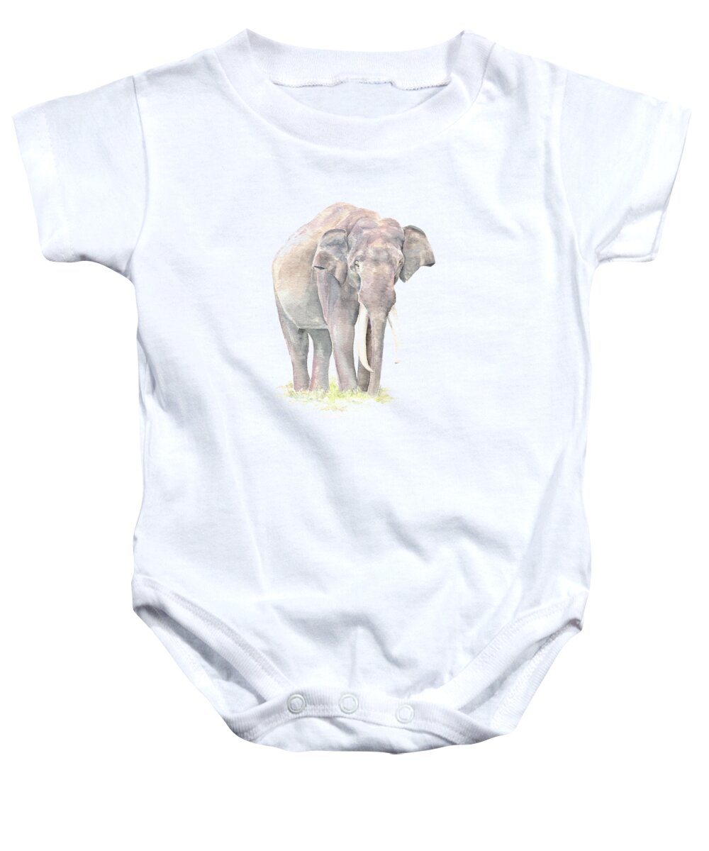Elephant Baby Onesie featuring the painting In Charge by Elizabeth Lock