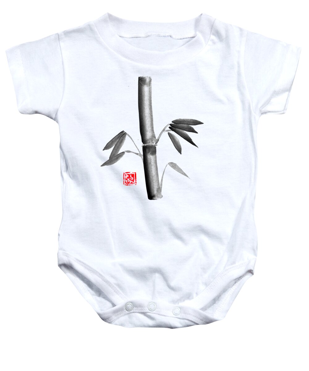 Bamboo Baby Onesie featuring the drawing Bamboo Simple by Pechane Sumie