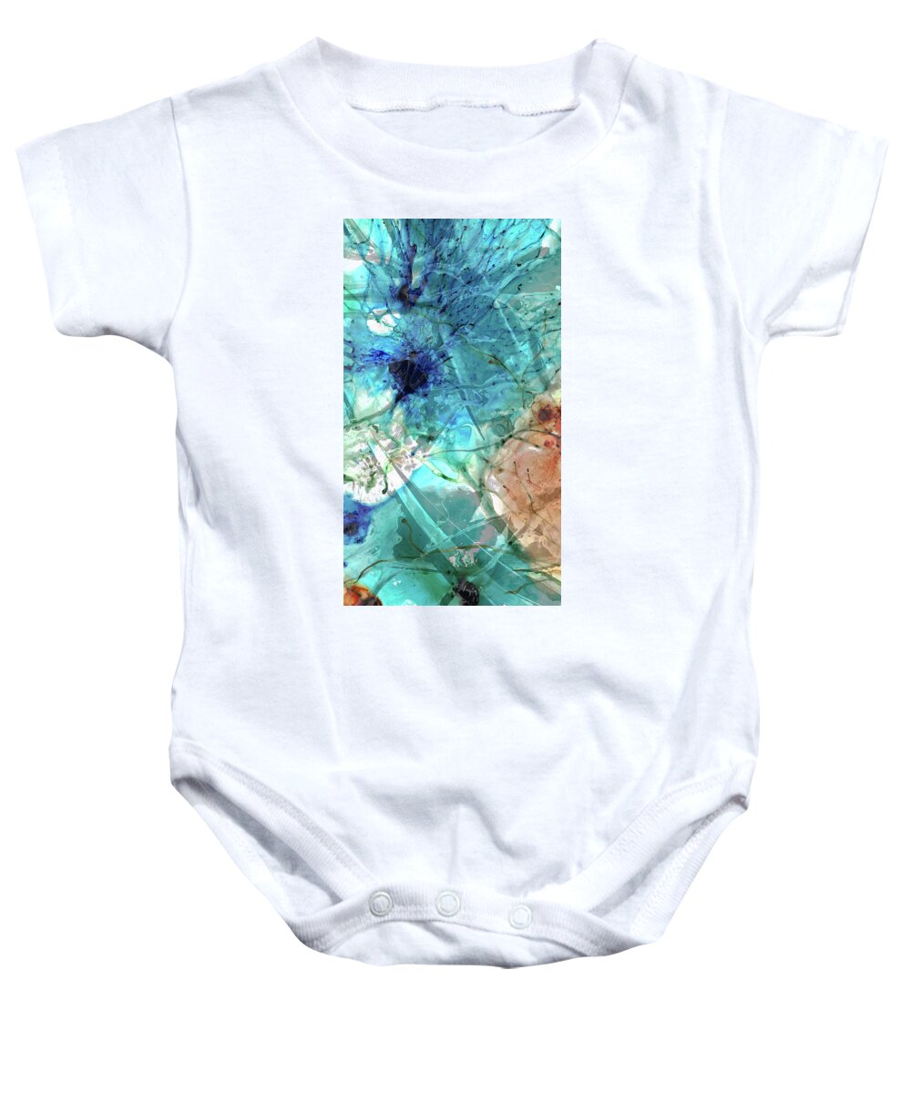 Blue Baby Onesie featuring the painting Blue Abstract Art - Excellence - Sharon Cummings by Sharon Cummings