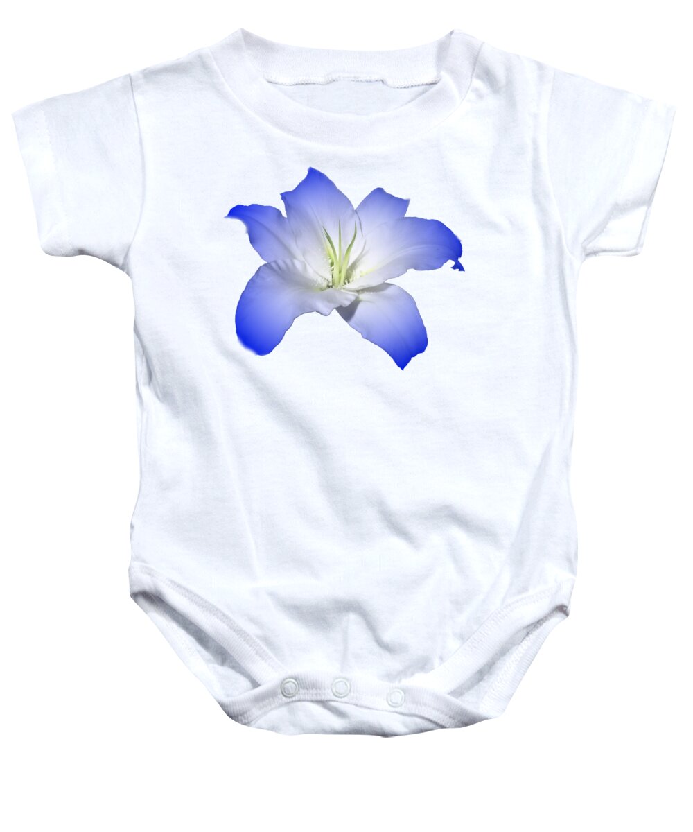 Blue Baby Onesie featuring the photograph Blue Lily Flower for Shirts by Delynn Addams