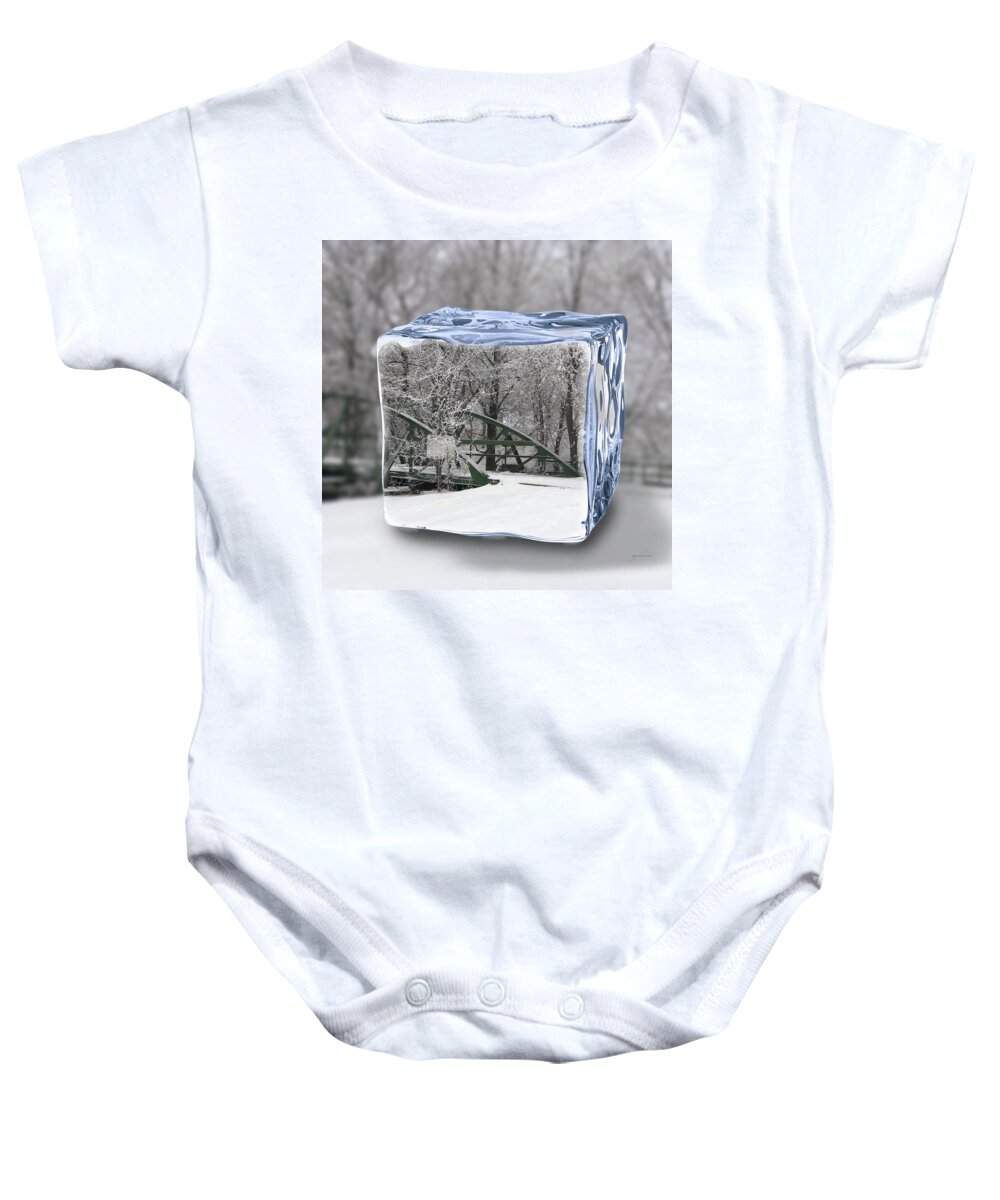 Water Baby Onesie featuring the photograph Blue Water ice cube by Gary Gunderson