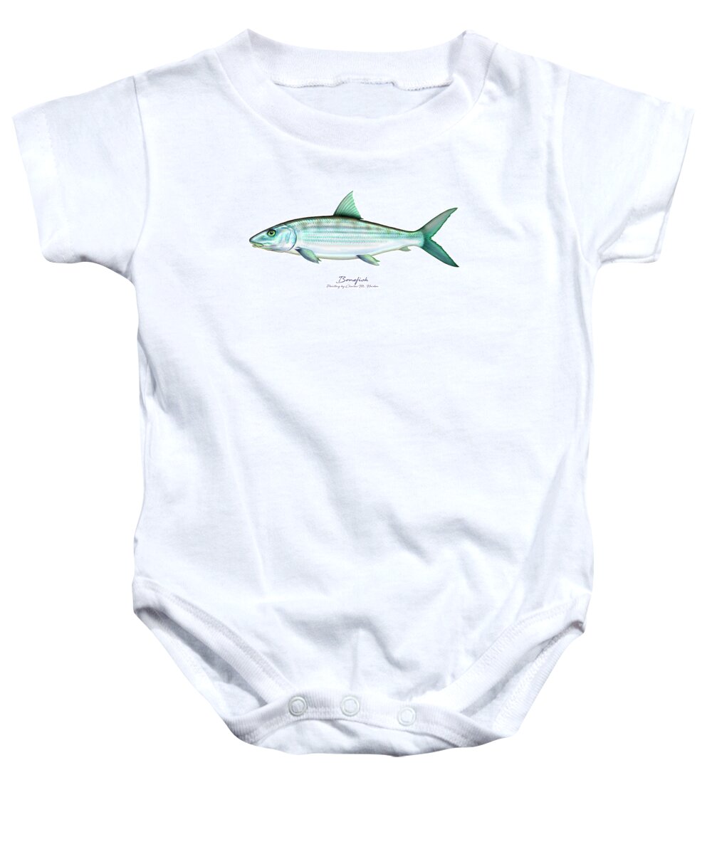 Charles Harden Baby Onesie featuring the painting Bonefish by Charles Harden
