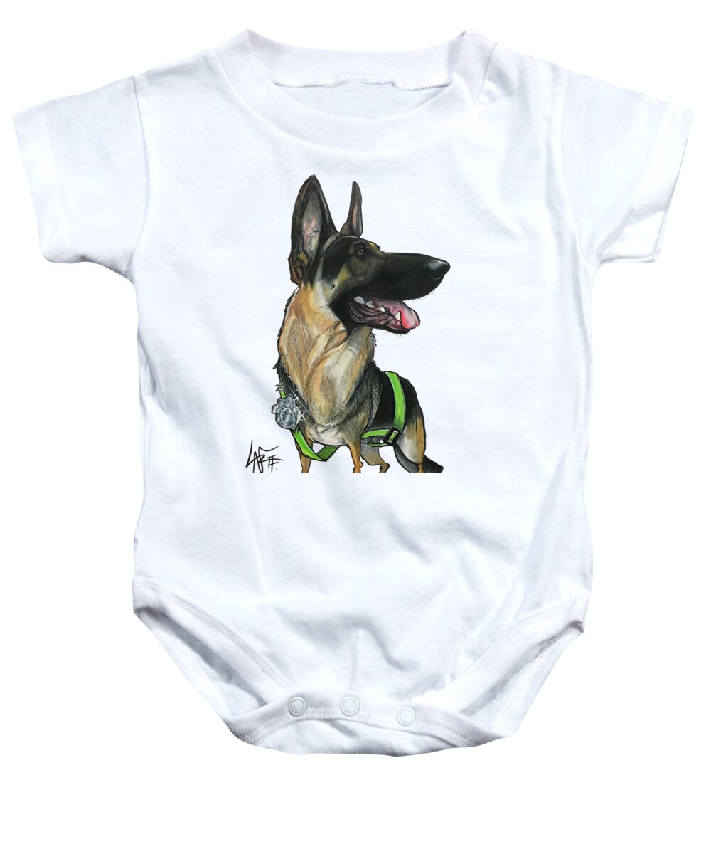 Brice Baby Onesie featuring the drawing Brice 5148 by Canine Caricatures By John LaFree