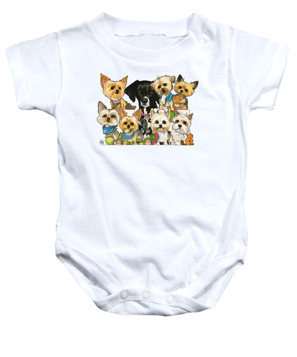 Brown 4449 Baby Onesie featuring the drawing Brown 4449 by Canine Caricatures By John LaFree