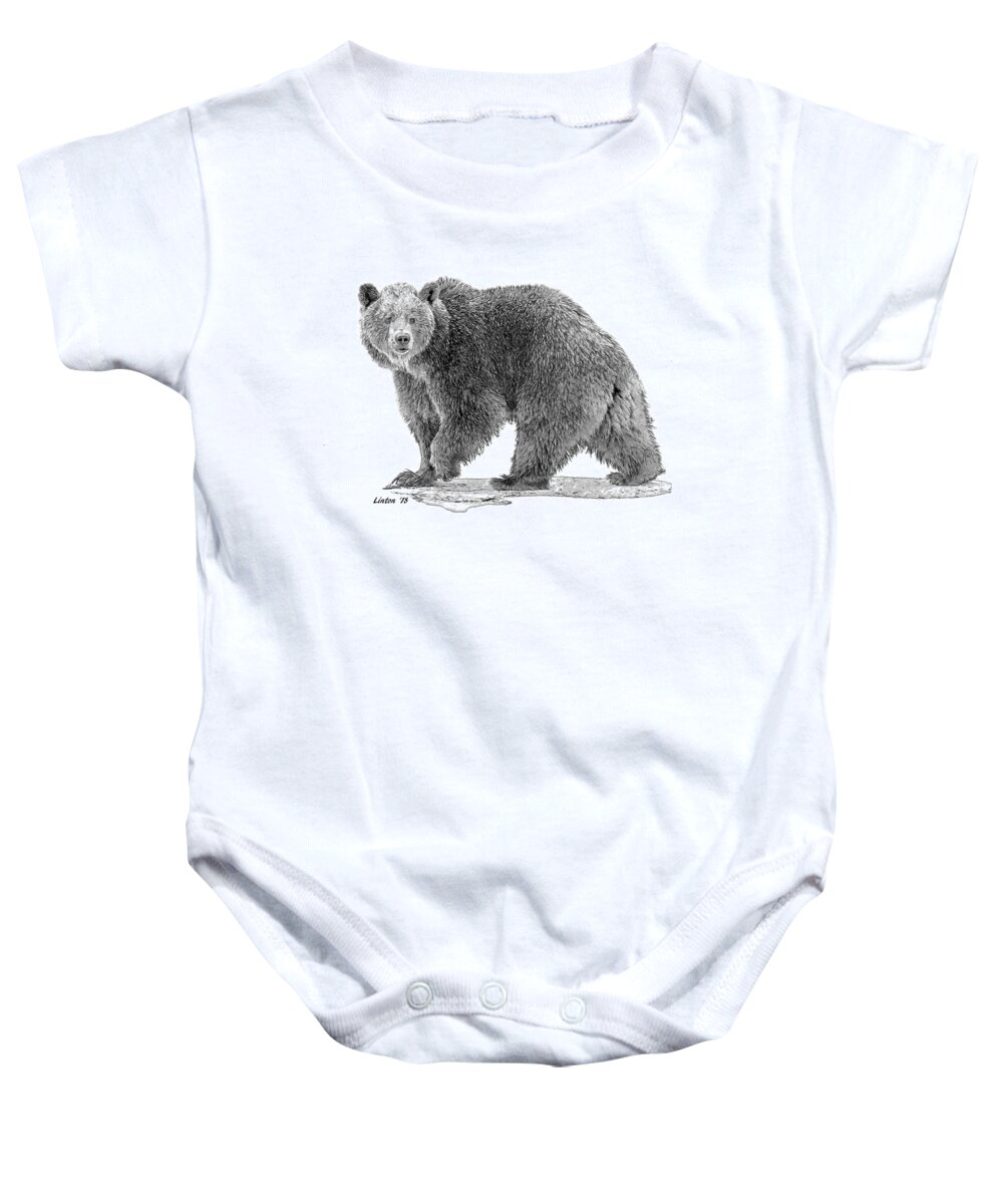 Brown Bear Baby Onesie featuring the digital art Brown Black And White by Larry Linton