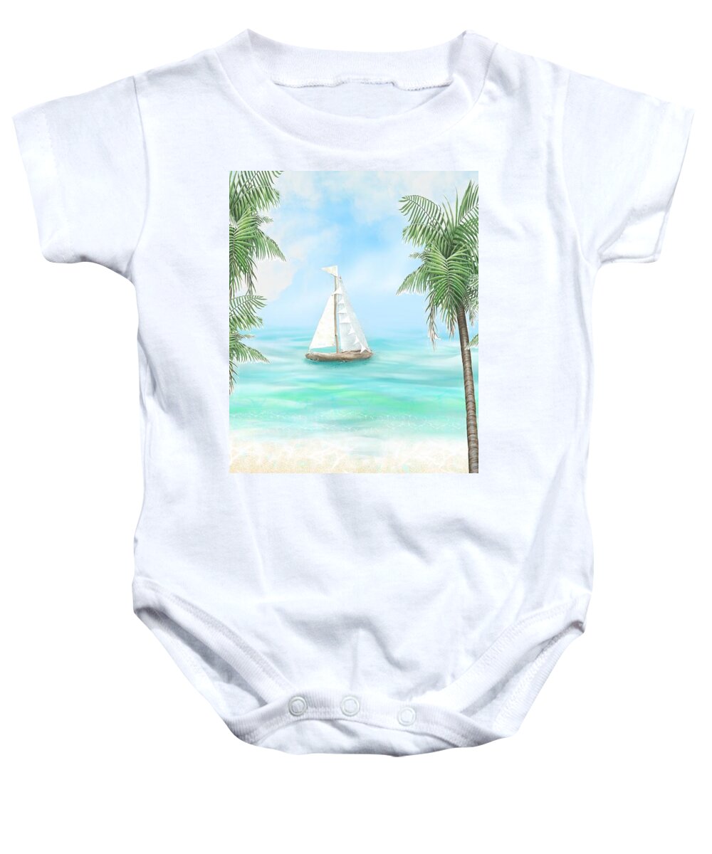 Coastal Baby Onesie featuring the photograph Carribean Bay by Kelly Dallas