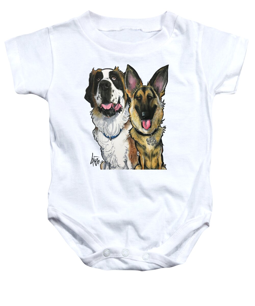Chester 4253 Baby Onesie featuring the drawing Chester 4253 by Canine Caricatures By John LaFree
