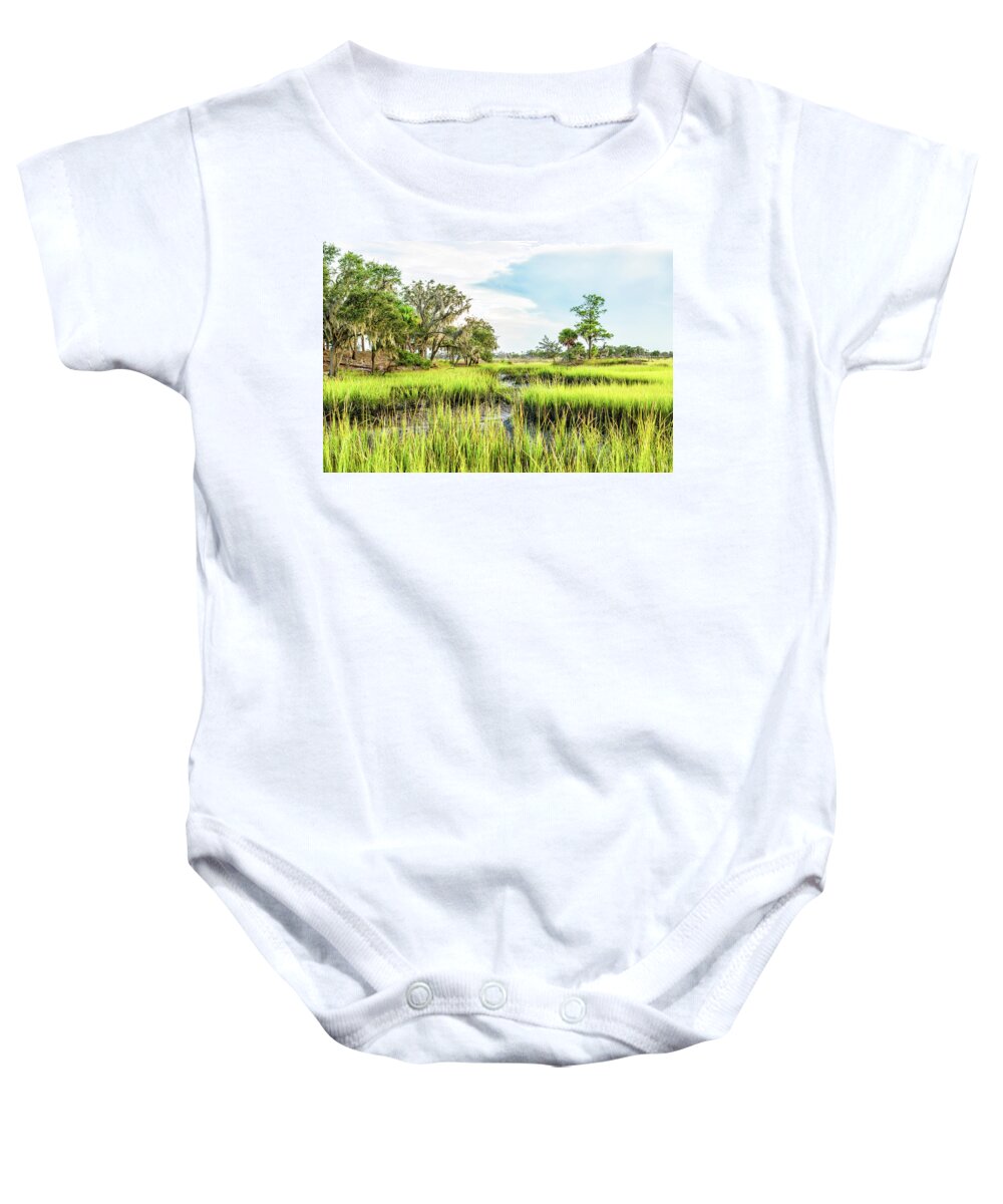 Marsh Baby Onesie featuring the photograph Chisolm Island - Marsh at Low Tide by Scott Hansen