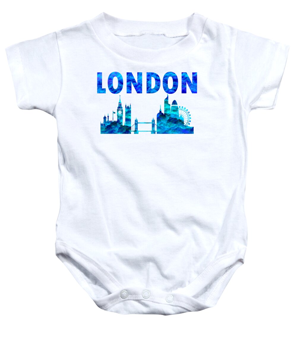 Cloudy Day In London Baby Onesie featuring the digital art Cloudy Day in London by David Millenheft