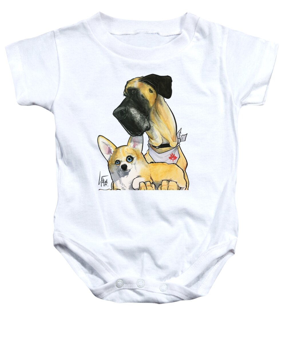 Coburn Baby Onesie featuring the drawing Coburn 4414 by Canine Caricatures By John LaFree